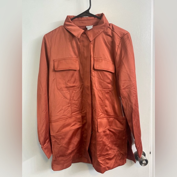 Chico's Desert Red Satin Utility Jacket - Picture 4 of 7